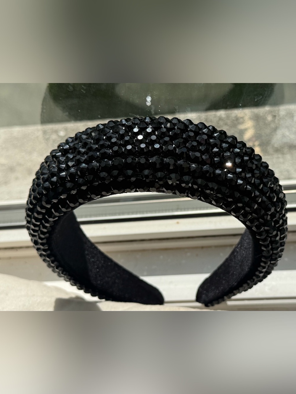 Black Crystal Padded Headband - Elegant Women’s Hair Accessory